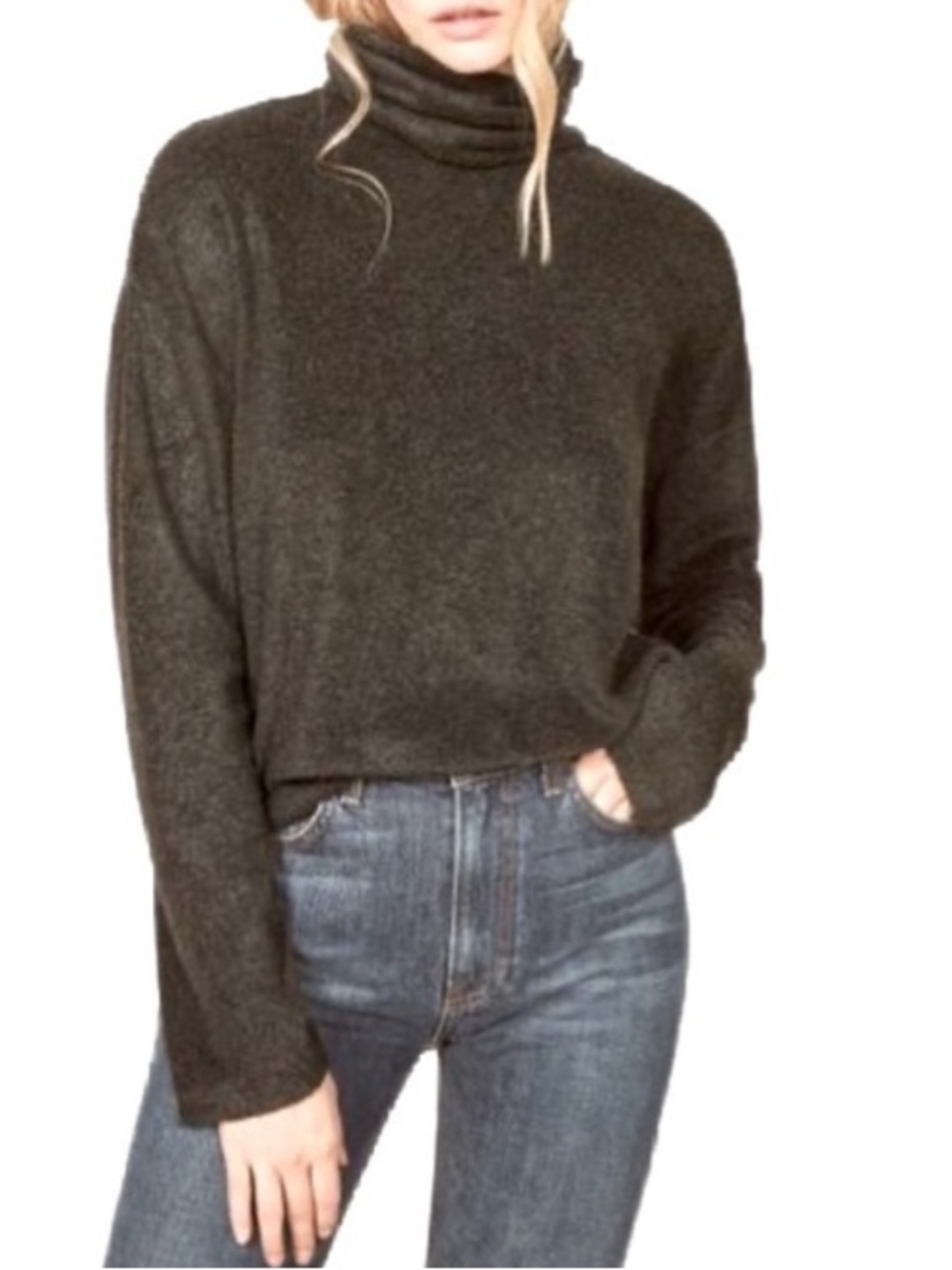 Reformation Jeans Charcoal Pullover Turtleneck Sweater Size S